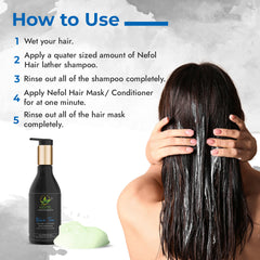 Nefol Hair Lather Shampoo with Blue Tea, Tea Tree, Biotin, and Saw Palmetto - Reduces Hair Loss, Nourishes Follicles - 300ml