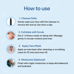 Nefol Deep Clean Combo Skincare Gift Pack - Face Wash, Charcoal Face Mask & Face Scrub Kit (100ml + 50gm + 50gm) - Nefol