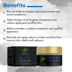 Nefol Anytime Cream with Blue Tea, Yellow Dragon Fruit, Saffron & Kale Leaf - Brightens, Reduces Wrinkles – 50gm