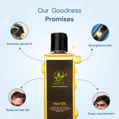 Nefol Hair Oil with Sesame, Amla, Flaxseed, Coconut, Mustard & Argan Oils - Prevents Dandruff, Strengthens Roots & Prevents Hair Fall-200ml