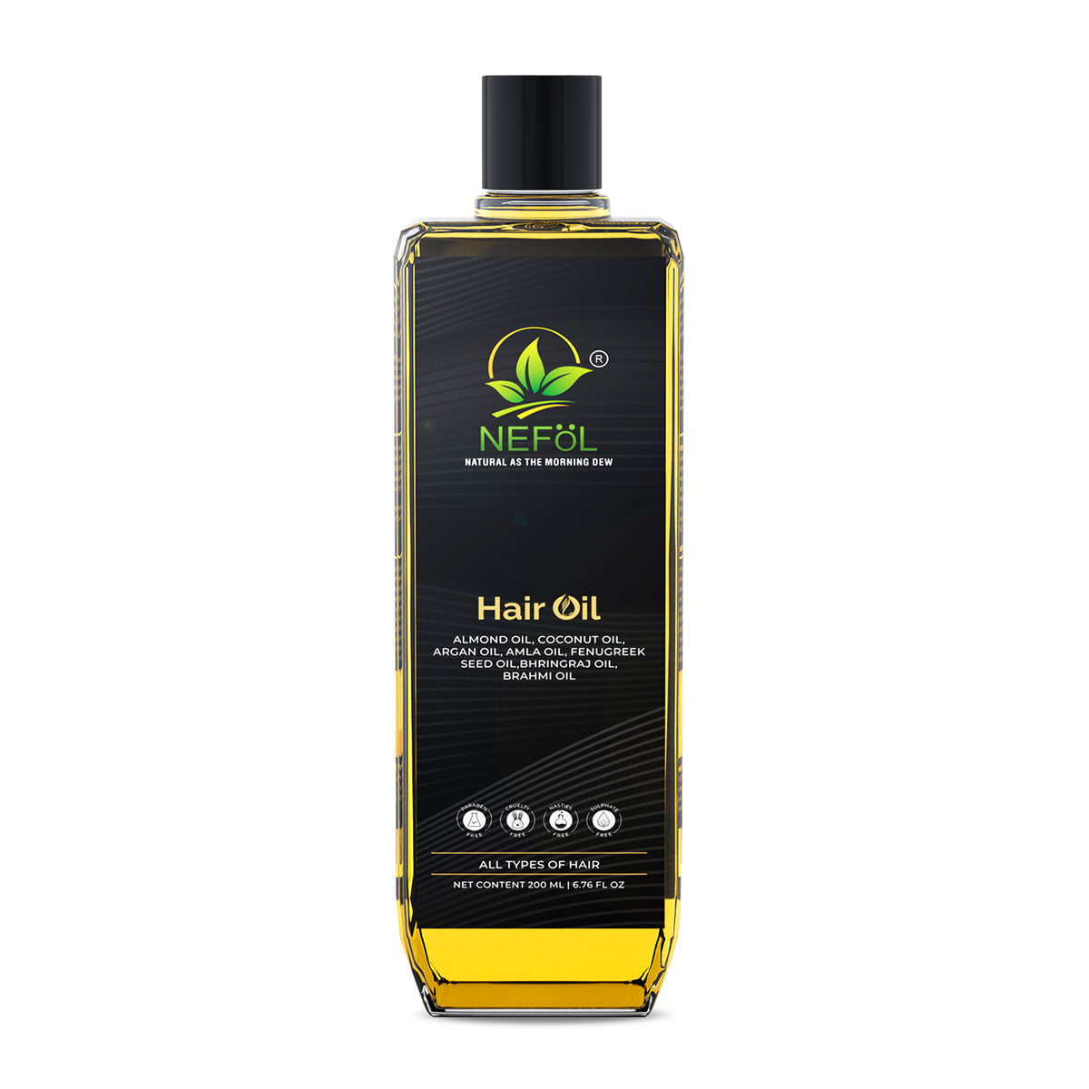 Nefol Hair Oil with Sesame, Amla, Flaxseed, Coconut, Mustard & Argan Oils - Prevents Dandruff, Strengthens Hair, Promotes Growth - 200ml